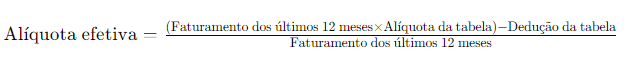 aliquota efetiva - Simples Nacional
